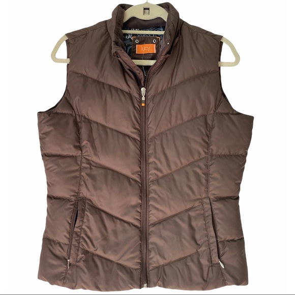 Lucy Womens Brown Duck Down Puffer Vest Size Small - Picture 1 of 11